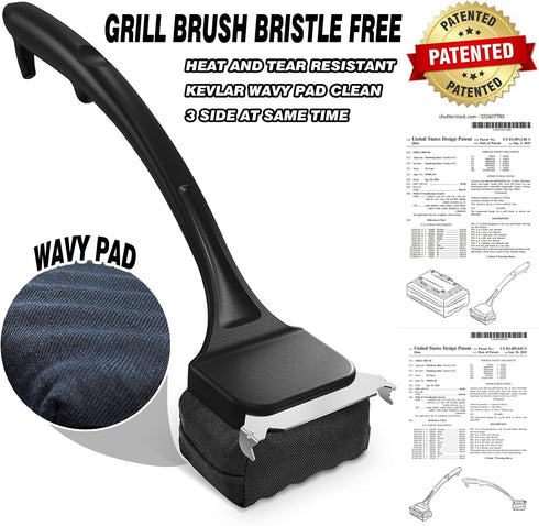 Grill Brush for Outdoor Grill, Steam Grill Cleaner Bristle Free with Scraper, Replaceable Cleaning Head