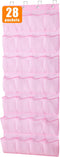 MISSLO Kids Over the Door Shoe Organizer, Pink Hanging Rack with 28 Pockets for Baby Toddler Room Decor
