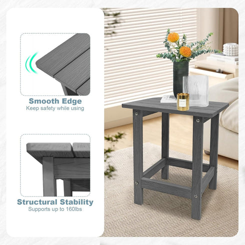 Meluvici Outdoor Side Table, HDPS Single Adirondack Side Table Weather Resistant, Table for Adirondack Chair, Outside