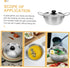 Ciieeo Stainless Steel Instant Noodle Pot Set with Lids, Korean Cooking Pots for Ramen and Soup