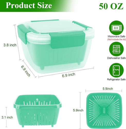 50oz Berry Keeper Fruit Storage Container for Fridge, Fresh Food Produce Saver with Removable Drain Colander