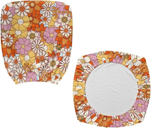 Cadowhimsy 2 Hippie Daisy Flower Print Office Chair Slipcover Piece Desk Chair Cover Removable Computer Chair