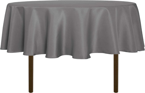 sancua Round Tablecloth - 60 Inch Water Resistant Washable Polyester Table Cover for Dining, Light Grey