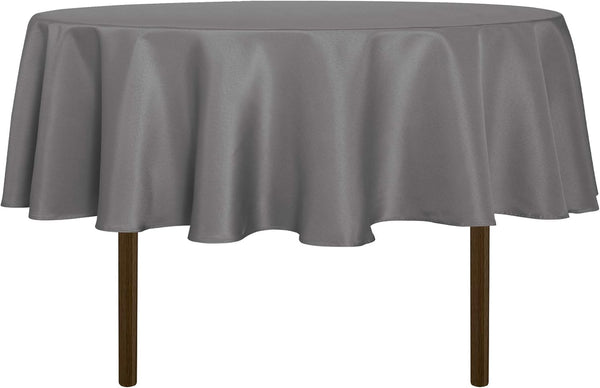 sancua Round Tablecloth - 60 Inch Water Resistant Washable Polyester Table Cover for Dining, Light Grey