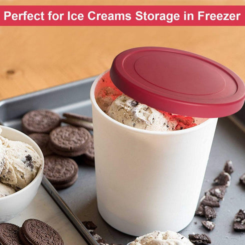 Set 2 (1 DUNCHATY Ice Cream Containers for Homemade Ice Cream, BPA-Free Reusable Freezer Storage Tubs with Airtight