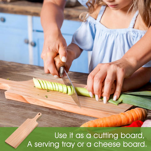 Small Rubber Wood Cutting Board with Handle, 16" X 4.5" Long for Serving Bread, Meat, Fruits, Cheese