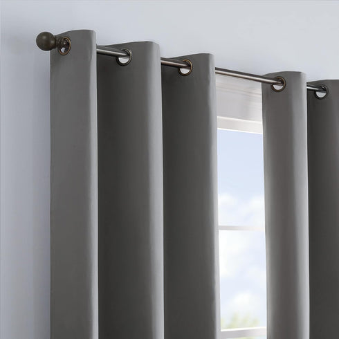 ECLIPSE Microfiber Modern Blackout Thermal Grommet Window Curtain, 42" x 84", Smoke, 1 Panel