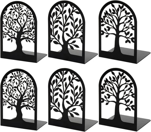 HappyHapi Book Ends, Metal Bookends for Shelves Decorative, Tree Stopper for Heavy