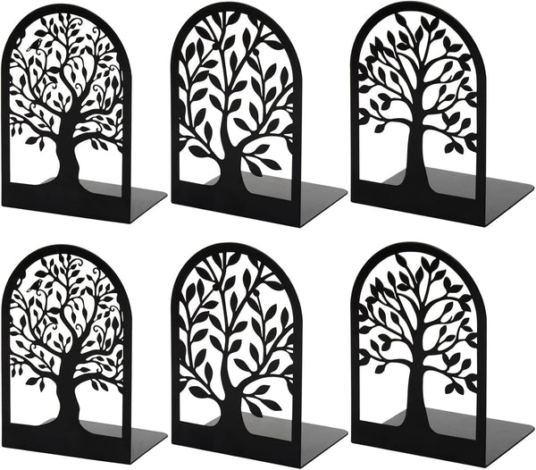 HappyHapi Book Ends, Metal Bookends for Shelves Decorative, Tree Stopper for Heavy