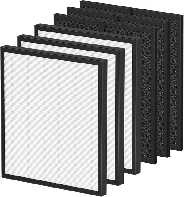 LV-PUR131 Replacement Filters, 3 Pack True HEPA and Activated Carbon for LEVOIT Air Purifier Models