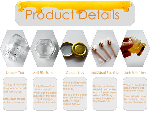 Ahhute 20 Pack 1.5oz Honey Jar, Mini Honey Jars with Dipper, Glass Honey Pot Baby Shower Favors, Party Favors & Wedding