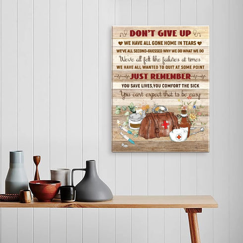 LISTNGBO 11x15 Nurse Office Wall Decor,Don't Give Up Wall Art Canvas Framed,Nurses Week Decoration Nurses Day
