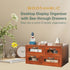 Store and Display Wooden Desk Top Organizer Cabinet, Mahogany Wood Chest with 4 See-Through Drawers