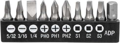 Performance Tool W9127 72-Tooth Mini Ratchet & Bit Set with 10pc Bits, Chrome Vanadium Steel