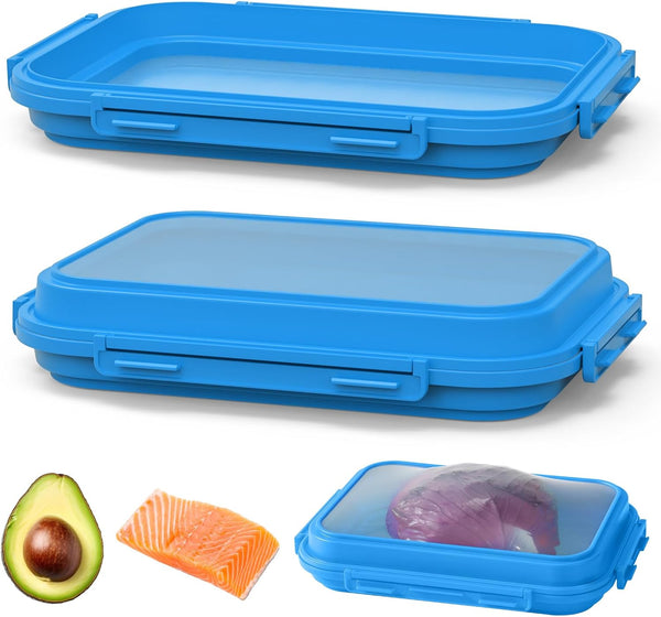 2-Piece Airtight Food Storage Containers Set Avocado Saver, Onion Keeper, Silicone Kitchen