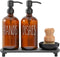 MOMEEMO Amber Glass Soap Dispenser Set Comes with Stainless Steel Pumps, Instant