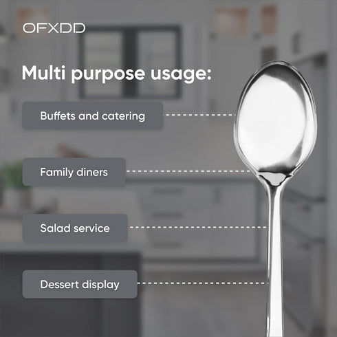 Restaurant Serving Spoons, 12.99 Inch Large Stainless Steel Spoons for Buffet, Banquet, Set of 3
