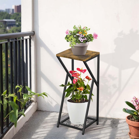2 27" Plant Stand Indoor, Tall Plant stands for Indoor Outdoor Plants, Tier Plant Tables Square Plant Shelves Metal