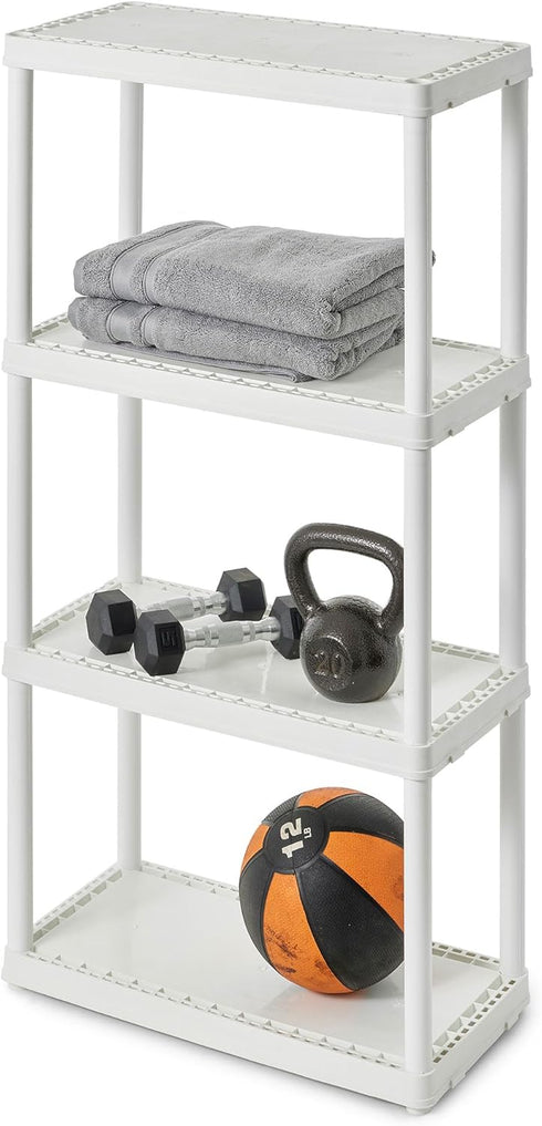 Gracious Living 4 Shelf Organizer System for Home, Garage, Basement, and Laundry - Fixed Height, White
