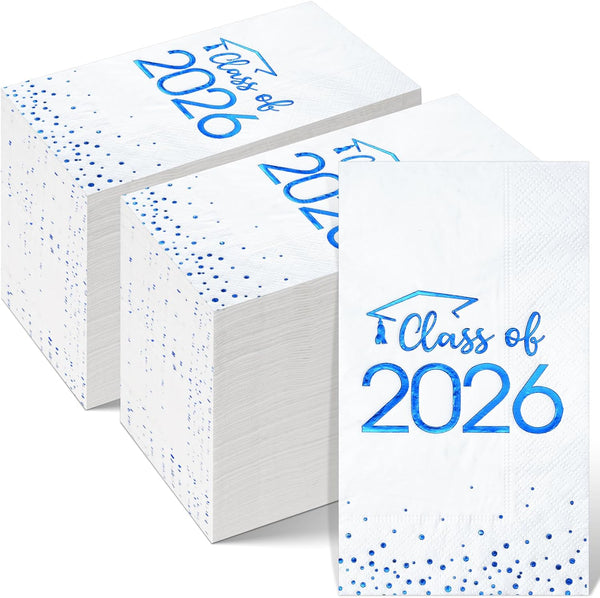 200pcs Class of 2026 Graduation Napkins, Disposable Congrats Grad Cocktail Napkins Foil
