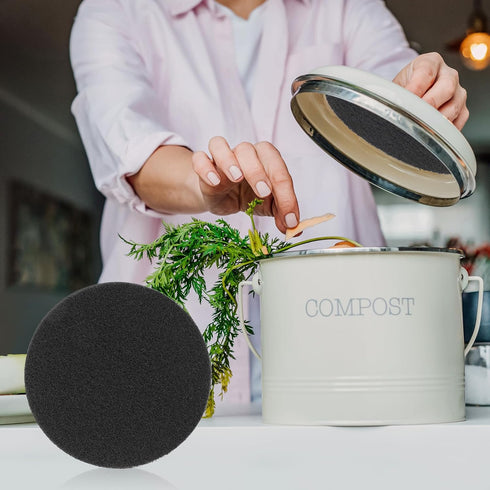 ddLUCK 6 Pack Kitchen Compost Bin Filter - Round Activated Carbon Filters for Odor Removal, 1cm Thickness
