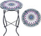 MUMTOP Side Patio Tables-Mosaic Outdoor Side Table - 14 Flower Glass Accent