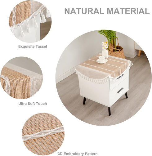 24 Inch Rustic Small Round Tablecloth Light Coffee Cotton Linen Table Cover Heavy Weight Burlap Table Cloth