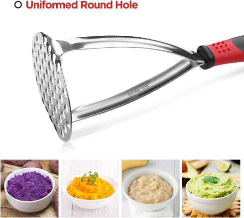 Joyoldelf Heavy Duty Potato Masher, Stainless Steel Kitchen Tool with Non-slip Handle for Beans, Vegetables & Fruits