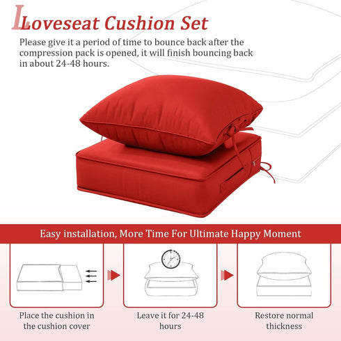 Set 19 19 4 Inch Set Outdoor Patio Chair Cushions L X W X H Waterproof & Fade Resistant Deep Seat and Back Cushions