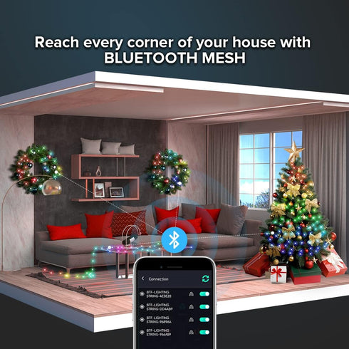 2 Pack WS2812B 33FT IP65 Smart Fairy String Lights USB Bluetooth Twinkle with Timer and Remote, Music Sync Funny Modes