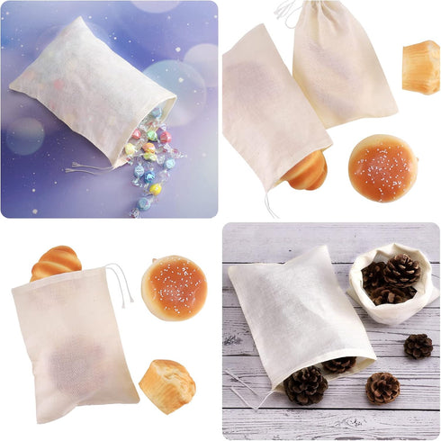 200 Pack Tatuo Muslin Bags Burlap Drawstring sachet Bags Multipurpose Canvas Linen Pouch for Tea Jewelry Wedding Party