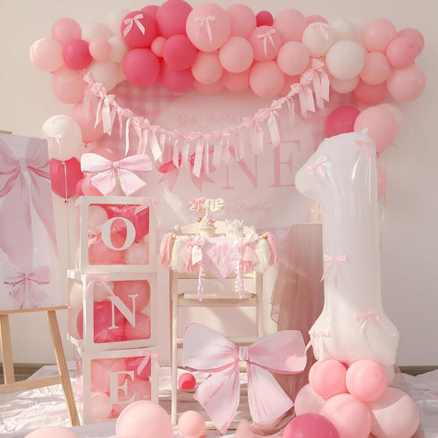 Pink Bow Birthday Decorations Girls Just Wanna Be One First Birthday Pink
