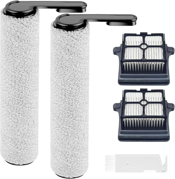 Replacement Brush Rollers & HEPA Filters for Tineco Floor ONE S6/S7 Pro, 2 Brush Rollers, 2 Filters