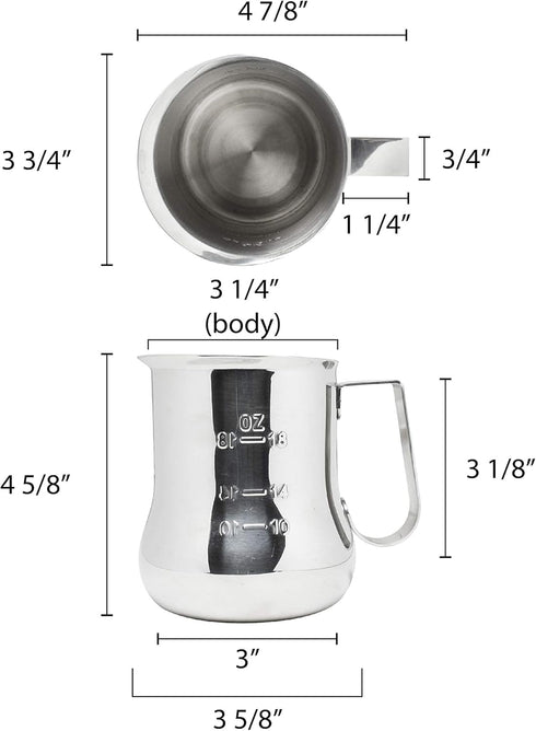 Thunder Group SLMP0024 Espresso Milk Pitcher, 24-Ounce, with Measuring Scale