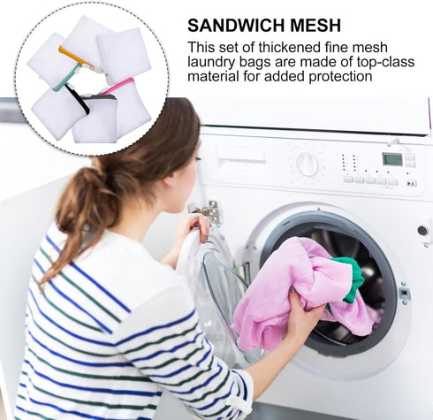 6pcs Mini Mesh Laundry Bags, Zipper Wash Bags for Clothes, Foldable Washing Machine Bags, Soap Pouch Saver