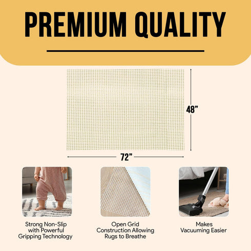 Non-Slip Area Rug Gripper 4x6 Feet, Anti-Slip Pad for Hardwood Floors, Laminate, Vinyl, Stone & Tile