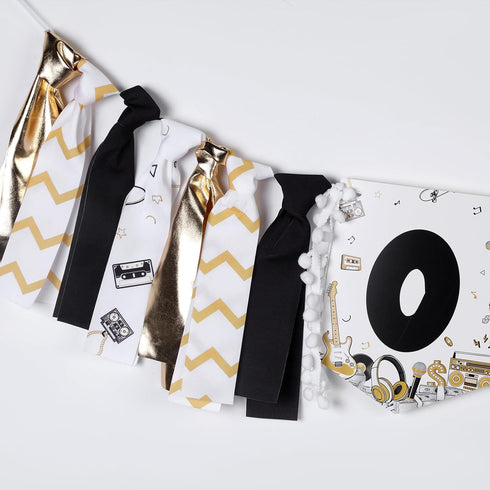 1st Notorious One High Chair Banner for Boys - Black and Gold - Hip Hop Birthday Party Decoration