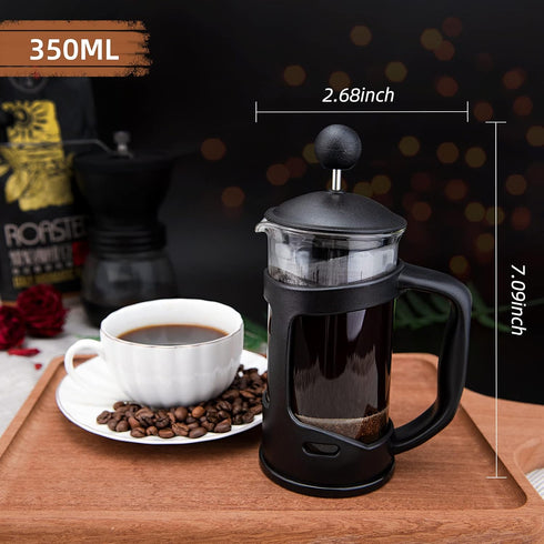 RAINBEAN Mini French Press Coffee Maker, 1 Cup, 12oz, Stainless Steel Filter, Maximum Flavor Brewer
