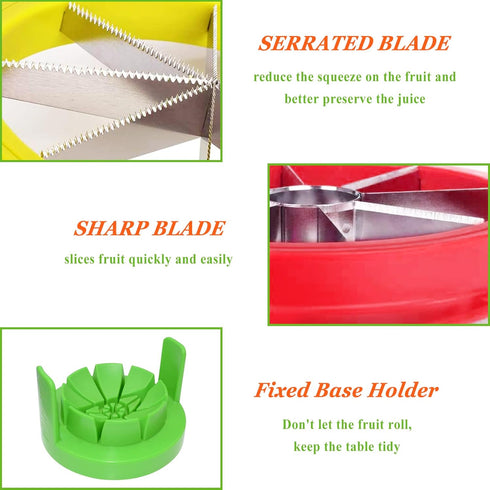Fruit Cutter Slicer - 4 in 1 Apple Slicer with Vegetable Peeler & Cleaning Brush, Stainless Steel Heavy Duty Cutter for