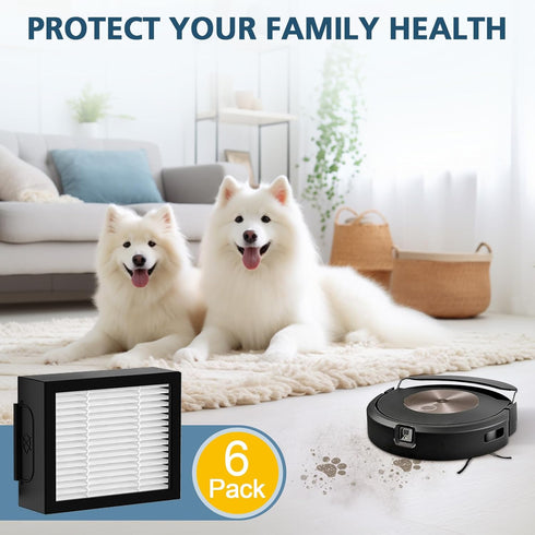 6 Pack Combo j9+/ j7+ HEPA Filters for i-Robot Roomba Self-Emptying Robot Vacuum Replacement Parts