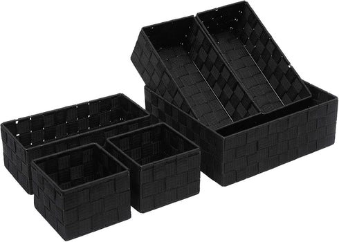Drawer Organizer Bins, Woven Storage Box Set of 6, Stackable Cube Baskets for Organizing Drawers and Shelves.