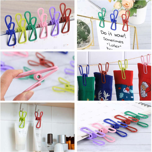 30pcs Chip Clips, 2.2 Inch Bag Clips, Small Metal Clothes Pins, Colored