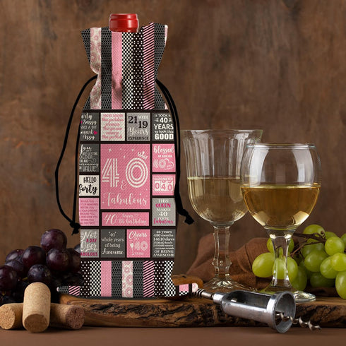 Funny Wine Bag for 40th Birthday Gifts, Happy Anniversary Party Decorations, 40 Year Old Gifts for Men Women