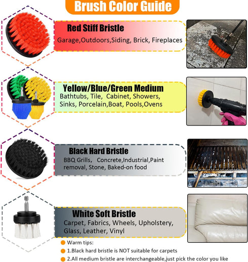 Drill Brush Attachment Set: 30Pcs Scrubber Brush Kit for Bathroom, Tub, Tile Cleaning