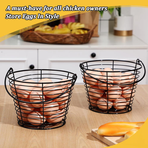 8 8" Tandefio Pcs Egg Basket for Storage Collecting Carrying and Transporting Chicken and Duck Eggs, Farm Grade Wire