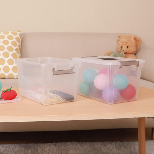Citylife 8 Packs 6 QT Clear Plastic Storage Bins with Latching Lids for Organizing Crafts and Toys
