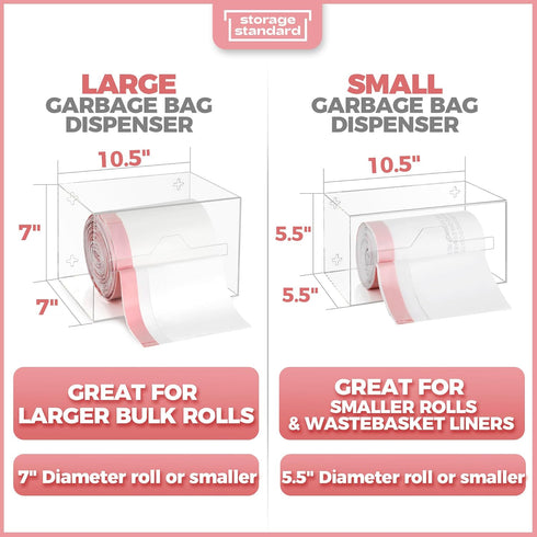 Storage Standard 10.5'' 7'' 7''- Trash Bag Holder Dispenser x x Acrylic Bags Dispensing Roll Organizer Holder, Garbage