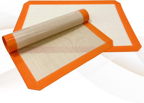 Silicone Baking Mat, Set of 2 Non-Stick Oven-Bake Cover Pads for Making Macaroons & Cookies, 16.5" x 11.7"