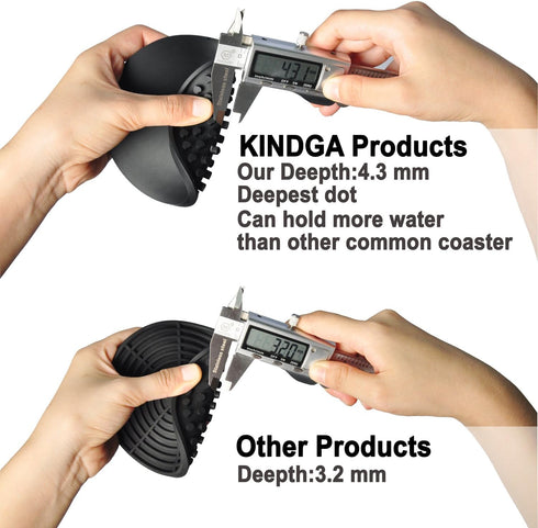 KindGa Coasters for Drinks – Absorbent Rubber Brown Coasters Set of 8, Large Silicone Drink Coaster for Protection.