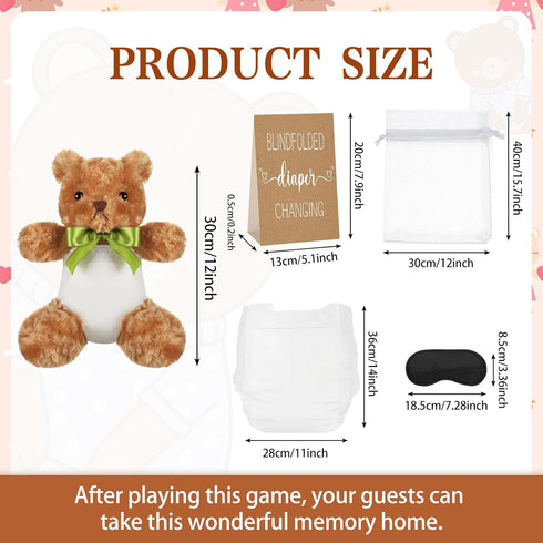 8 Set 12 Inch Chicingyou Bear Blindfolded Diaper Changing Baby Shower Games with Blindfold Changing Bear Dolls Diapers